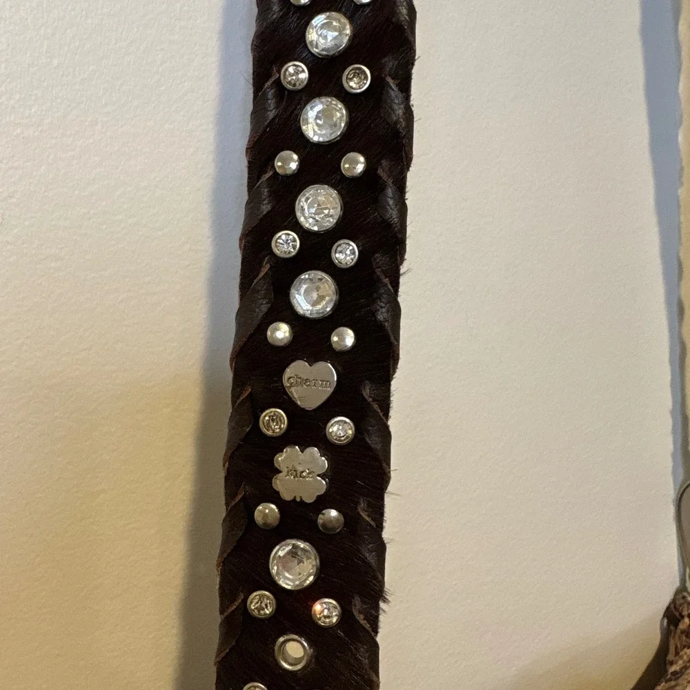 Charm‎ & Luck Genuine Leather Hobo Snakeskin Bag Rhinestone Cowgirl Festival